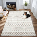 Area Rug 4x6 Geometric Rug: Washable Boho Moroccan Rugs Soft Farmhouse Rug, Modern Neutral Stain Resistant Indoor Floor Carpet f