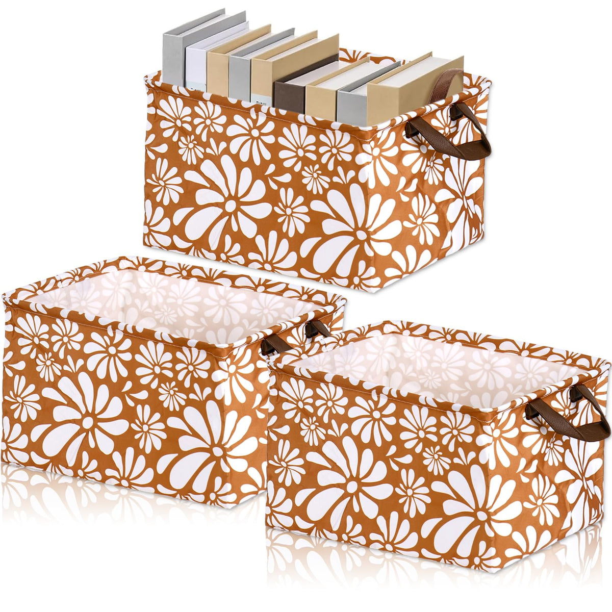 FYSUIMU 3Pcs Cielito Lindo Storage Basket Foldable Storage Box with Handle Platos De Barro Terracotta Flower Large Organizer Bin