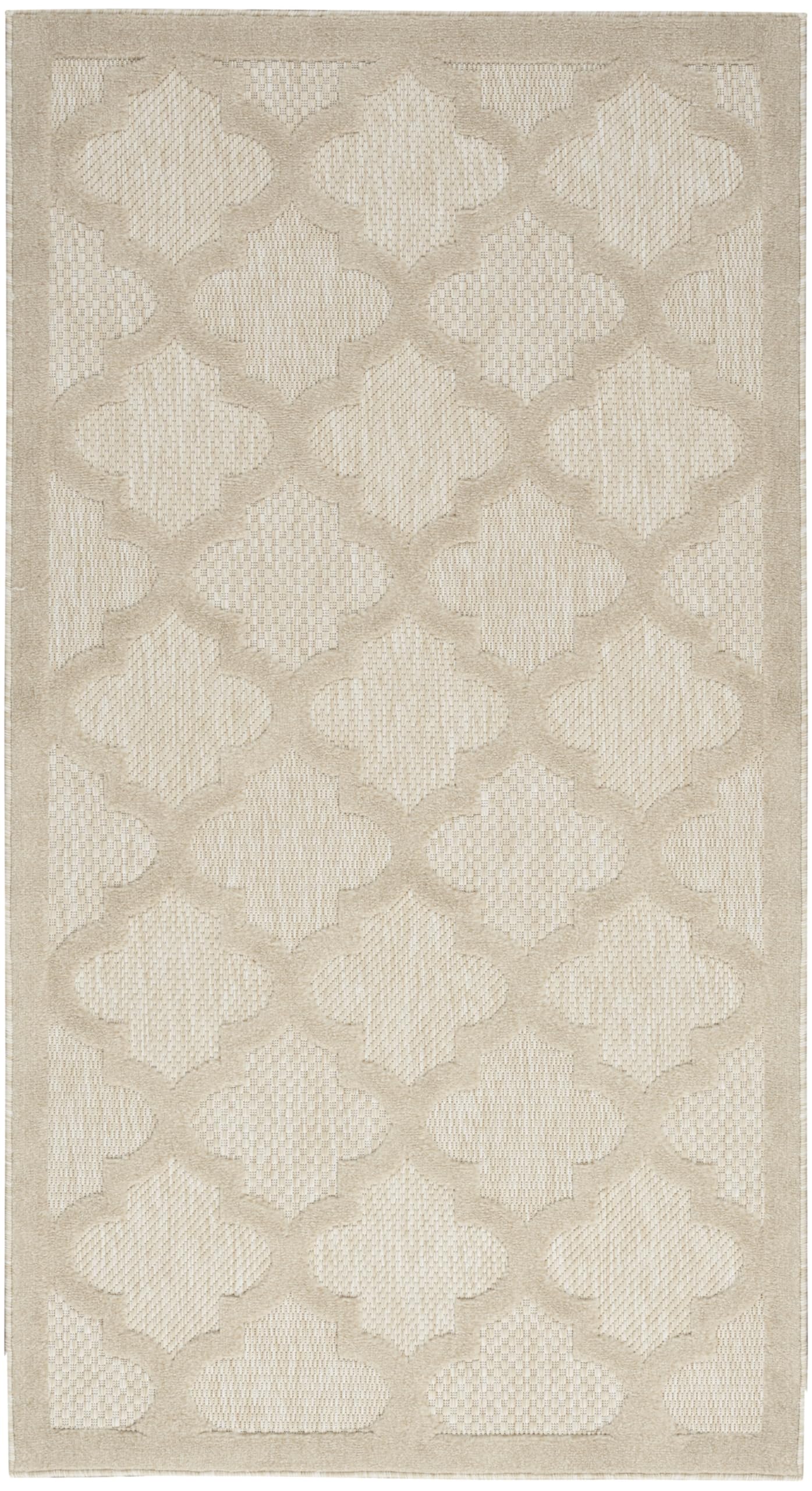 Nourison Easy Care Modern Indoor/Outdoor Cream 2' X 4' Area Rug, Easy Cleaning, Non Shedding, Bed Room, Living Room, Dining Room, Backyard, Deck, Patio (2X4)