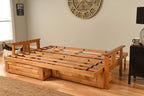 Kodiak Furniture Monterey Queen-Size Futon Frame, Storage Drawers, Butternut Finish