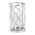 Sagebrook Home Decorative Hurricane Pillar Candle Holder, Removable Glass Hurricane, Home or Wedding Decor, Metal, Silver, 7 L x
