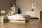 South Shore Fusion 1-Drawer Nightstand-End Table with Storage, Bleached Oak