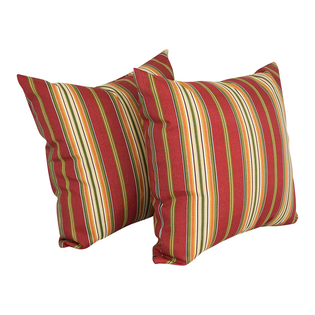 Blazing Needles Square Indoor/Outdoor Throw Pillow, 25&quot;, Kingsley Stripe Ruby 2 Count