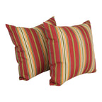 Blazing Needles Square Indoor/Outdoor Throw Pillow, 25", Kingsley Stripe Ruby 2 Count