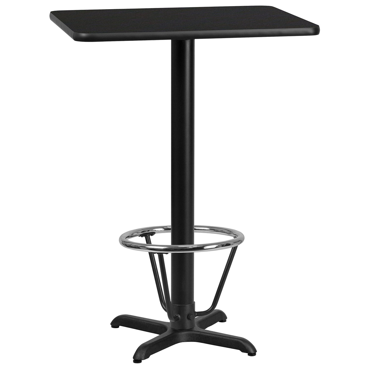 Flash Furniture Stiles 24'' X 30'' Rectangular Black Laminate Table Top With 22'' X 22'' Bar Height Table Base And Foot Ring