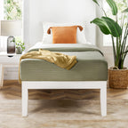 Mellow Naturalista Classic 16 Inch Solid Wood Platform Bed With Wooden Slats, White, Twin