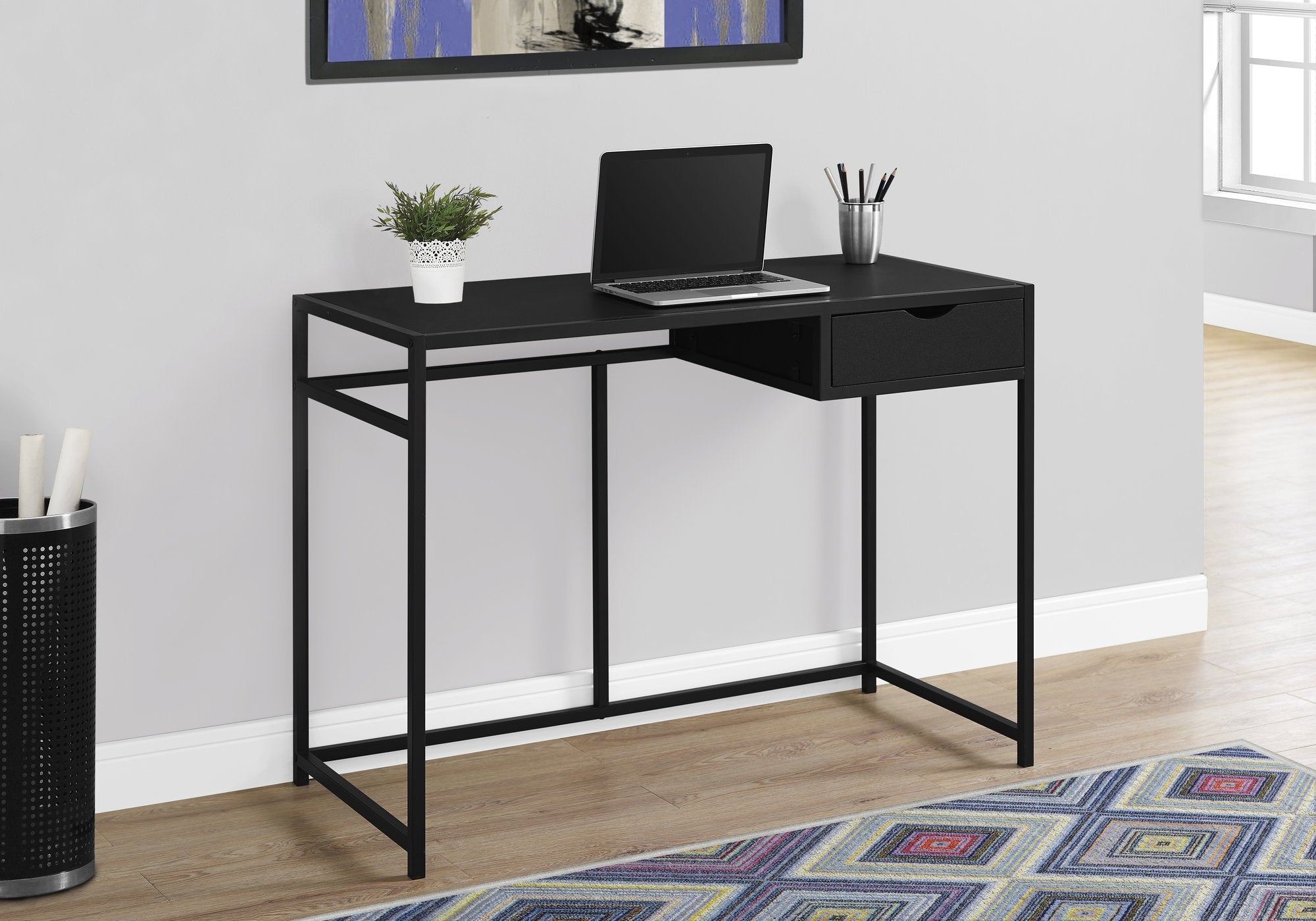 Monarch Specialties Contemporary Laptop Table With Drawer Home & Office Computer Desk-Metal Legs, 42&quot; L, Black