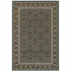 HomeRoots 509117 6 x 9 ft. Navy Blue Green Red Ivory & Yellow Oriental Power Loom Stain Resistant Rectangle Area Rug