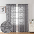 Ovzme Anji 2 Panels Charcoal Grey Voile Birds Sheer Curtains 72 Inch Length For Bedroom, Dual Rod Pocket Lightweight & Breathabl