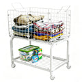 LWTURLOV 2Tier Rolling Laundry Basket Cart with Wheels Handle and Divider