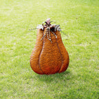 Attraction Design Metal Fall Pumpkin Decor Set Of 2, Indoor Outdoor Standing Flat Pumpkin Decoration For Autumn Harvest Thanksgi