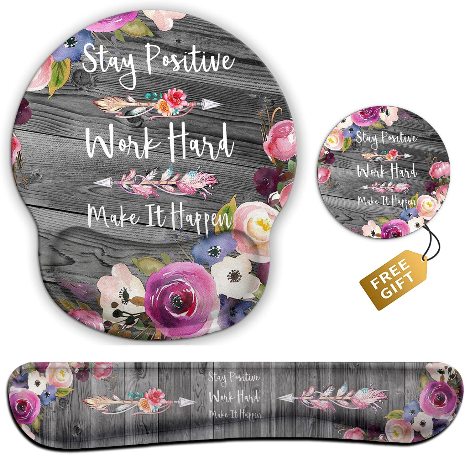 Keyboard Wrist Rest Pad And Ergonomic Mouse Pad Wrist Support Set For Computer, Gaming, Office, Durable,Pain Relief + Coasters,S