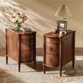 STO SENSE Nightstand Set of 2 w/Charging Station & 3 Drawers, Pre-Assembled, Vintage Side Table w/Antique-Finished Pulls, Rusti