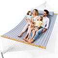 Everyfun Double Hammock with Spreader Bar,Soft Pillow,Max Load 500lbs,Portable Hammock for Outdoor,Camping,and Backyard,Dark Gra