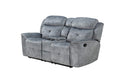 Benjara Tufted Details Fabric Upholstered Recliner Loveseat with USB Charging Docks, Gray