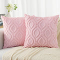 Decoruhome Decorative Throw Pillow Covers 26X26 Set Of 2, Soft Plush Faux Wool Couch Pillow Covers For Home, Light Pink