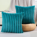 Futei Teal Green Striped Decorative Throw Pillow Covers 24X24 Inch Set Of 2,Square Spring Decorations Couch Euro Pillow Case,Sof