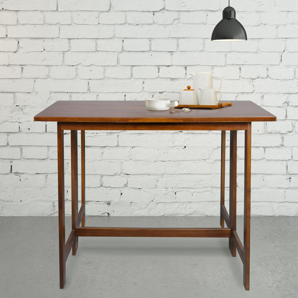 Casual Home Solid Wood Flip-Top Folding Console To Dining Convertible Table
