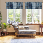 Emvency 2 Pack Valances Window Treatments, Blue Abstract Modern Art Blackout Drapes Adjustable Curtain Valances For Windows Livi