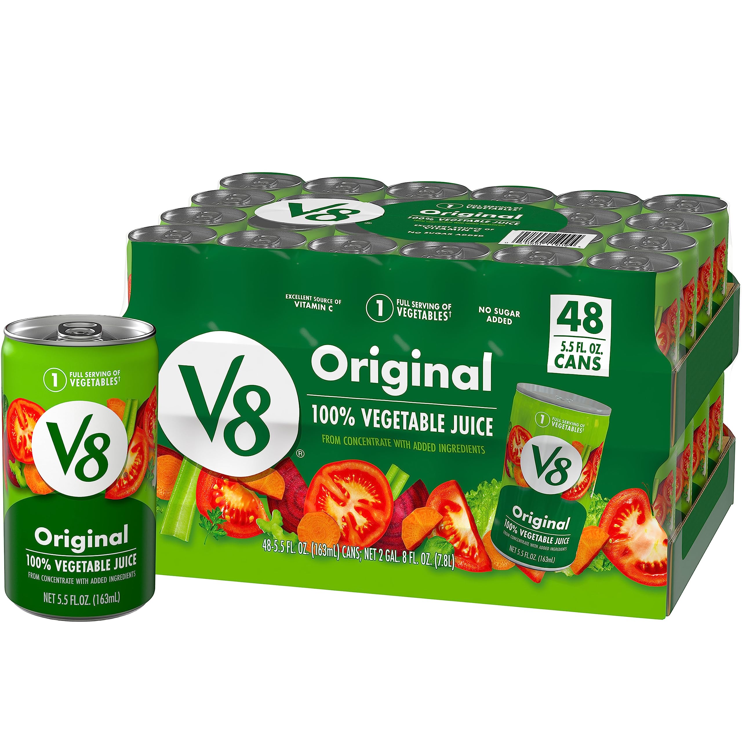 V8 Original 100% Vegetable Juice, Vegetable Blend With Tomato Juice, 5.5 Fl Oz Can (Pack Of 48)