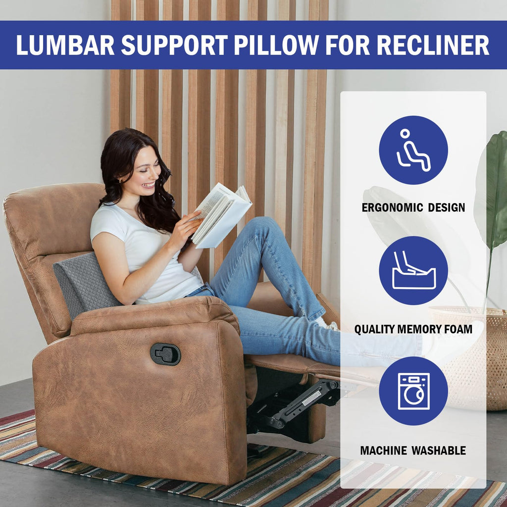 Hombys Lumbar Support Pillow For Recliner Chair, Memory Foam Back Support Cushion For Elderly,Extra Large Lumbar Support Pillow