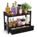 Sorbus Bamboo Bathroom Counter Organizer - 2-Tier Shelf with Hidden Drawer for Vanity, Matcha Station, Bathroom Sink Organizer C