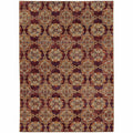 HomeRoots 510021 10 x 13 ft. Red & Gold Oriental Power Loom Stain Resistant Rectangle Area Rug