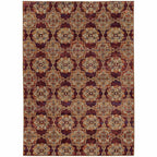 HomeRoots 510021 10 x 13 ft. Red & Gold Oriental Power Loom Stain Resistant Rectangle Area Rug