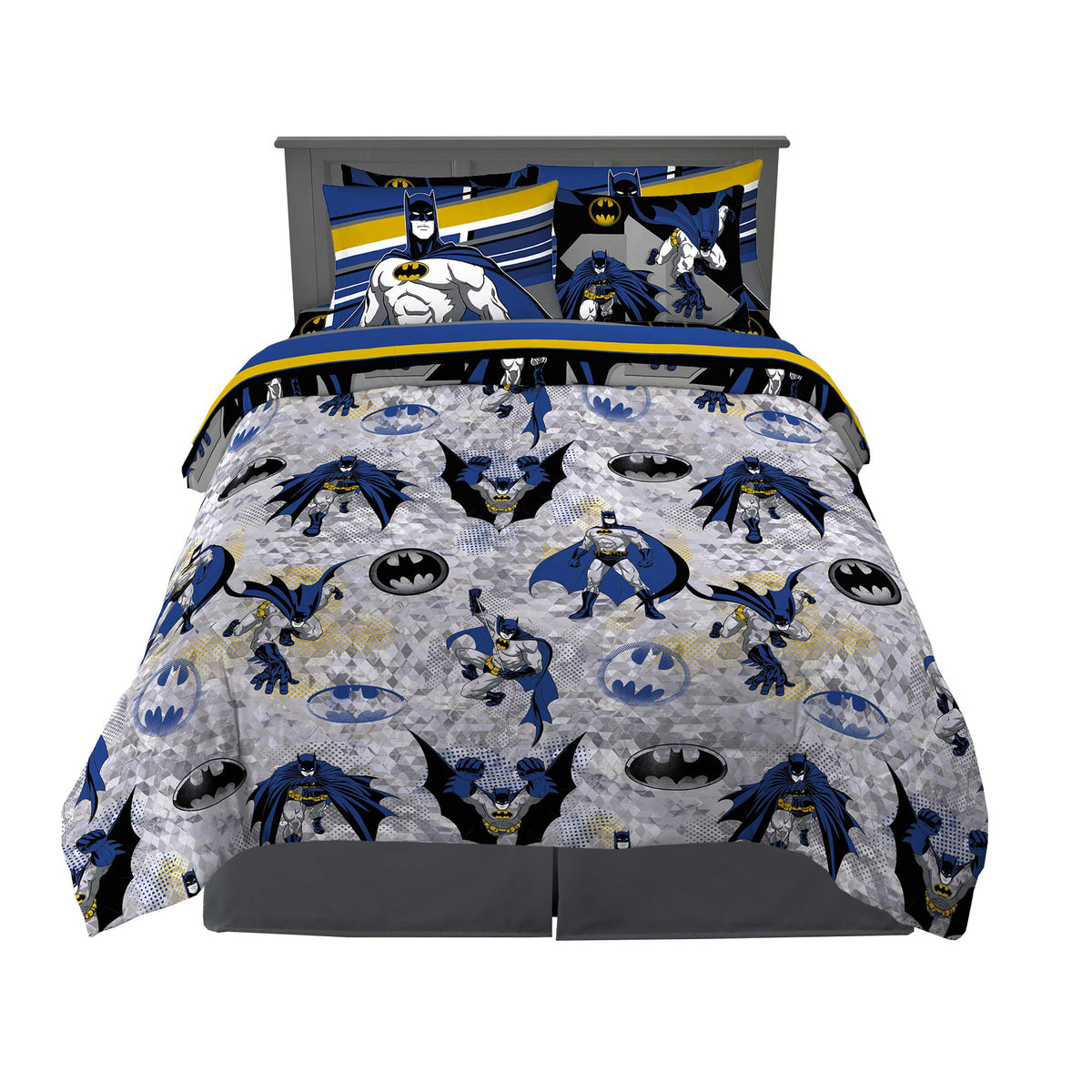 Franco Kids Bedding Super Soft Comforter And Sheet Set With Sham, 7 Piece Full Size, Batman