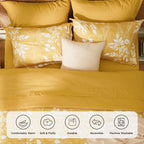 Bedsure Yellow Queen Comforter Set - 7 Pieces Floral Bedding Sets Queen Bed In A Bag With Reversible Botanical Flowers Comforter, Sheets, Pillowcases & Shams
