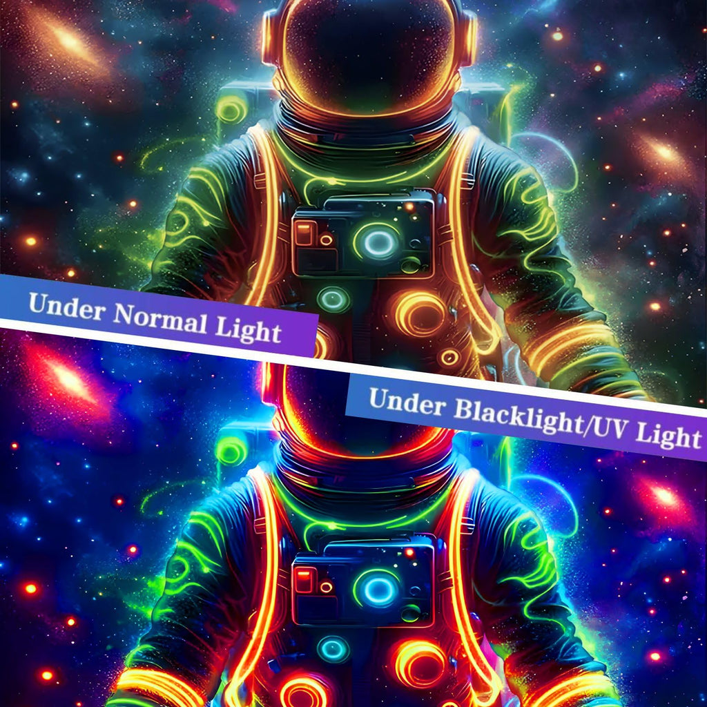 Apdidl Tapestry Space Astronaut Blacklight UV Reactive Polyester 51"X60" Night Sky