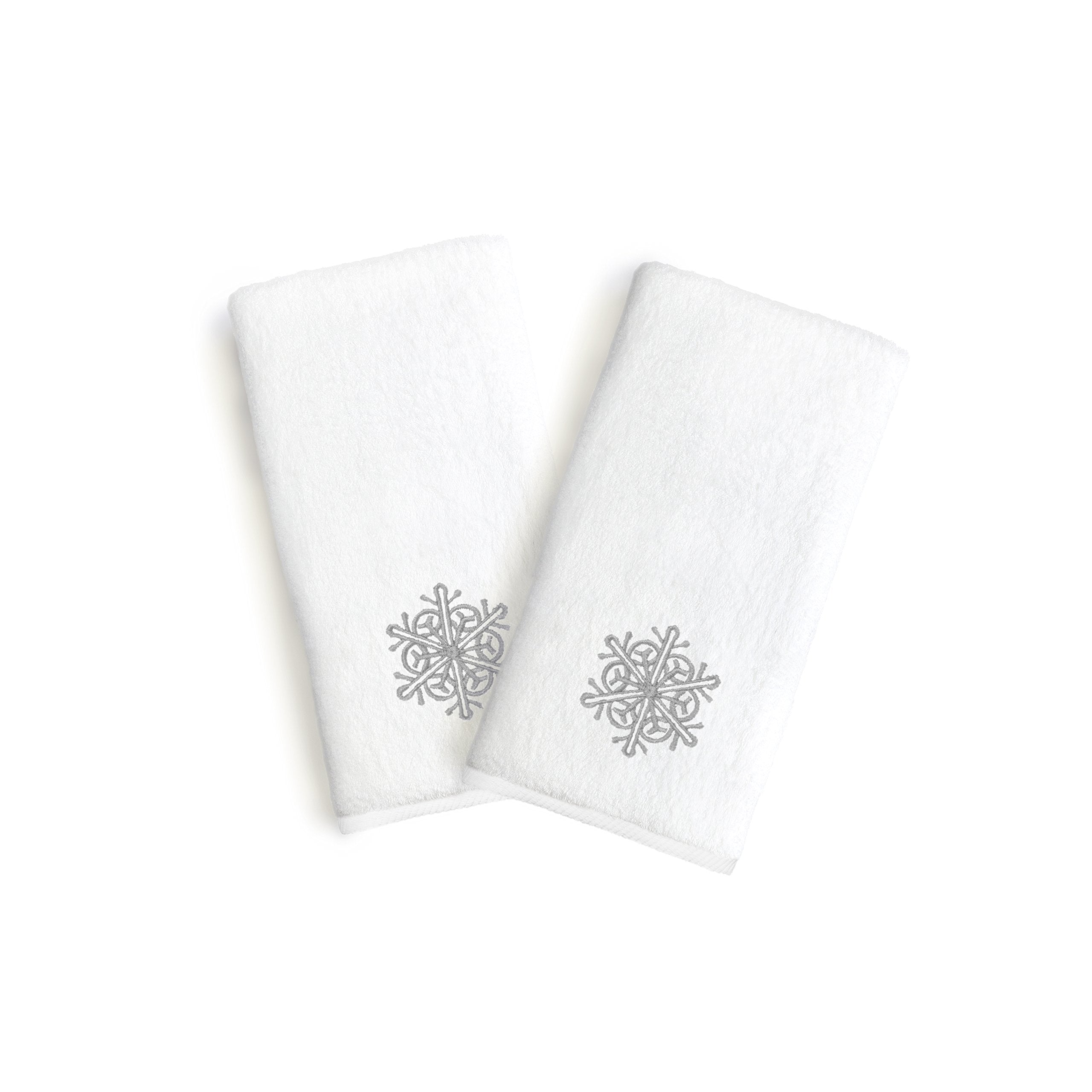 Linum Home Textiles ST00-2HT-95-FLK Hand Towels Cotton Grey Snow Flake (Set of 2)