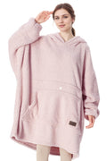 Catalonia Oversized Blanket Hoodie Sweatshirt, Wearable Lounging Fleece Pullover, Gift For Adults Women Men Kids Wife Pink