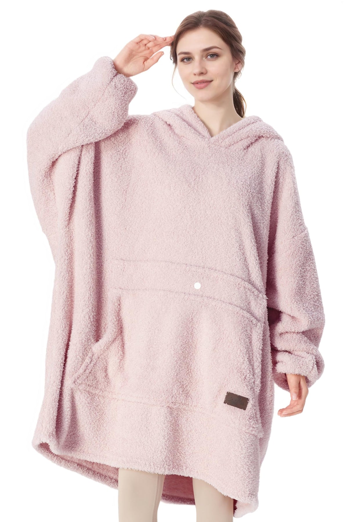 Catalonia Oversized Blanket Hoodie Sweatshirt, Wearable Lounging Fleece Pullover, Gift For Adults Women Men Kids Wife Pink