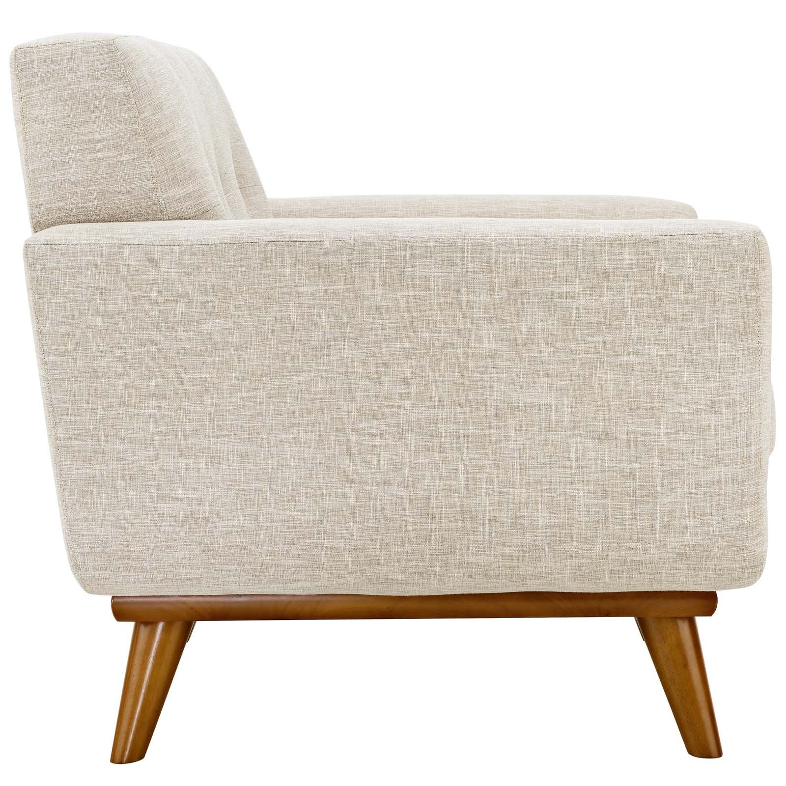 Modway Engage Mid-Century Modern Upholstered Fabric Accent Arm Lounge Chair In Beige, Armchair