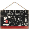 Disney Mickey Mouse Hanging Wood Measuring Sign - Measure Once, Smile Twice for Kitchen or Dining Room