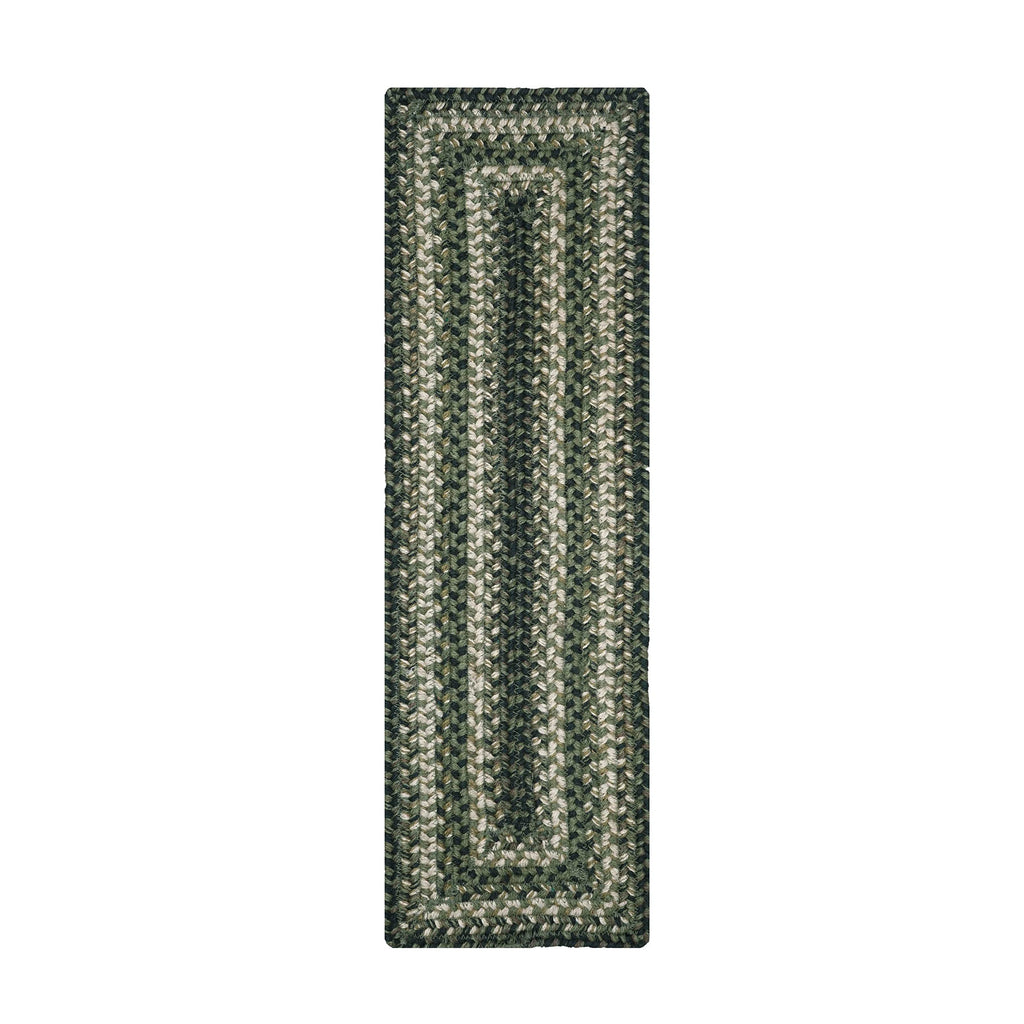 Homespice Pinecone Premium Jute Braided Stair Tread 8'' X 28'' (Set Of 13) Rectangular Green Reversible, Natural Jute Yarn Rusti
