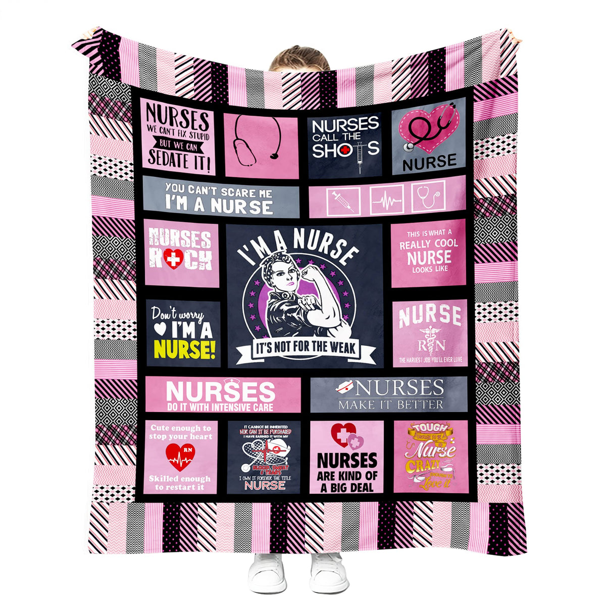 Ultra Soft Nurse Theme Blanket Microfiber Plush Sherpa Blanket Gifts For Women Warm Cozy Fuzzy Throw Blanket For Bed And Couch (