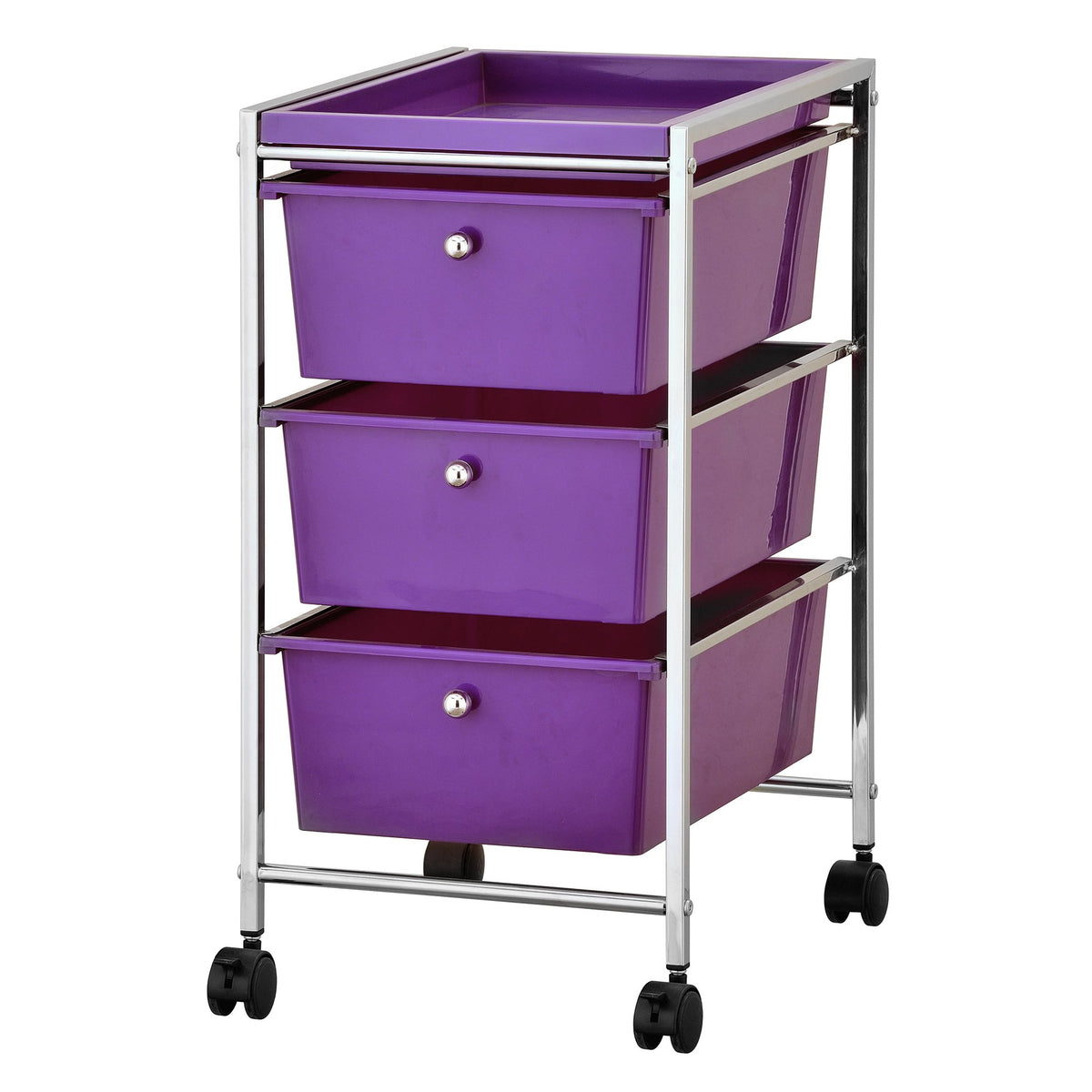 Furinno Wayar Storage Cart, Chrome/Purple