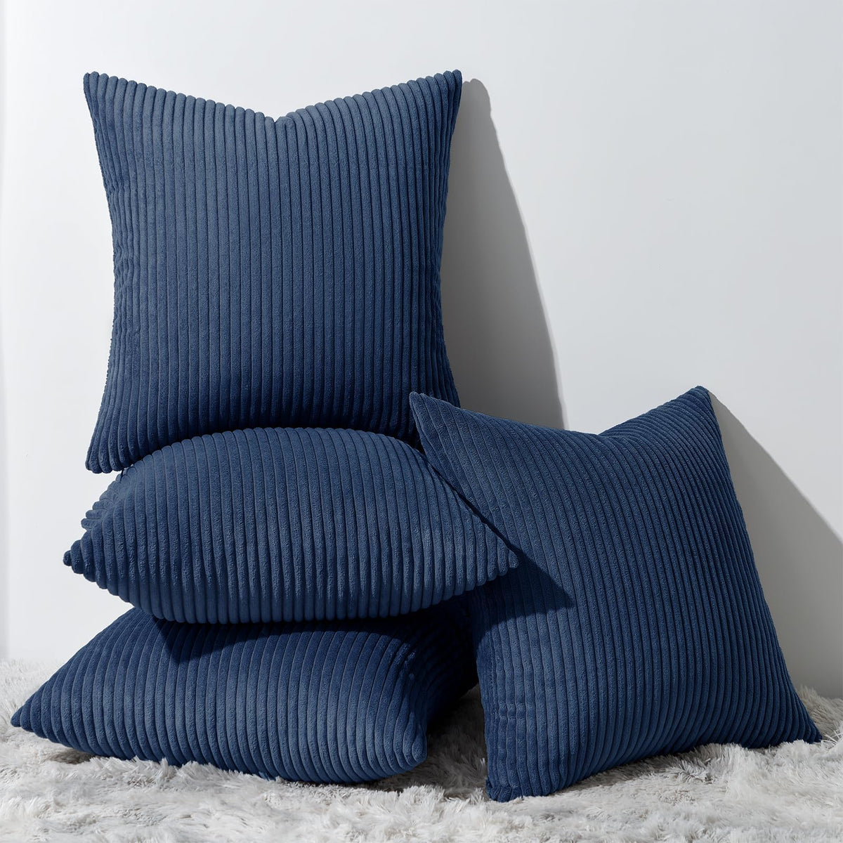 Topfinel Decorative Dusty Blue Throw Pillow Covers Cushion Cases, Set Of 4 Soft Velvet Modern Double-Sided Designs Home Decor, P