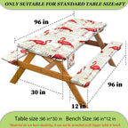 Picnic Table Cover With Bench Covers Vinyl Elastic Edges Fitted Rectangle Tables Seat Waterproof 3-Piece 96X30In Set Outdoor Rec