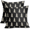 Aytipun Christmas Pillow Covers 18X18 Set Of 2 Black Xmas Tree Rustic Style Winter Print Decorative Outdoor Pillowcases Holiday