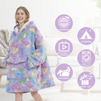Mewkou Adults Mushroom Wearable Blanket Hoodie Sherpa Fleece Oversized for Women Men