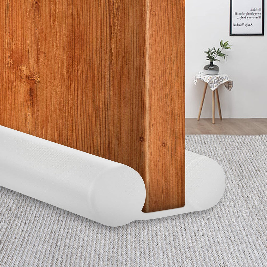 Maxtid Under Door Draft Blocker 36' Door Sealers For Bottom Of Door Seal Strip Block Air Double Door Draft Stopper White Door Sweep Noise Cancelling Weather Seal