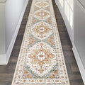 Pauwer Hallway Runner Rug 2x10, Long Washable Kitchen Rugs Runner, Farmhouse Vintage Medallion Area Rug Carpet Runner, Soft Thro