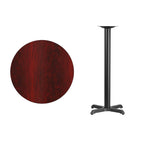 Flash Furniture 30'' Round Mahogany Laminate Table Top With 22'' X 22'' Bar Height Table Base