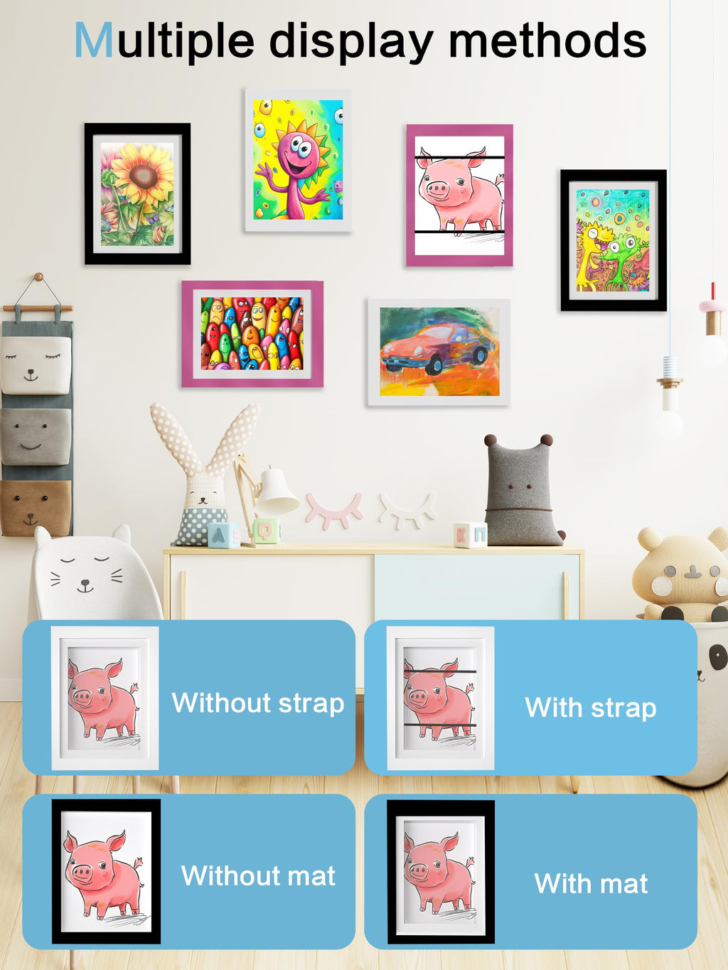 Orionstar Kids Art Frames, Artwork Picture Frames Changeable, Front Opening Picture Display Frames Holds 11.8X8.5Inch 100 A4 Pcs