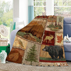 Newhomestyle Rustic Lodge Bear Moose Deer Throw Blanket Soft Warm Cozy Lightweight Decorative Blanket For Couch, Bed, Sofa, Trav