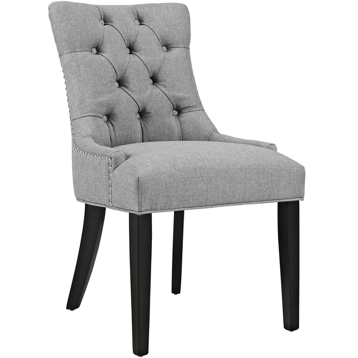 Modway Regent Modern Elegant Button-Tufted Upholstered Fabric with Nailhead Trim, Dining Side Chair, Light Gray