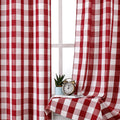 Burgundy Gingham Buffalo Check Red And White Window Curtain Panels 95 Inches Length, Buffalo Plaid Gingham Rod Pocket Window Tre